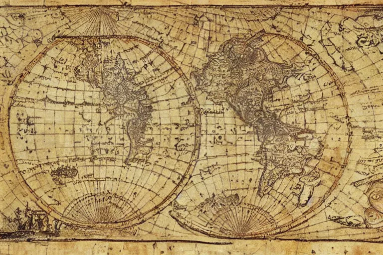 Prompt: papyrus, map of the onderworld, extremely detailed thin ancient paper by da vinci