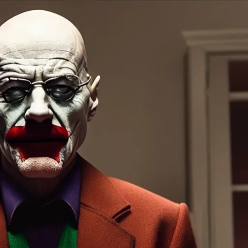 Image similar to A still of Walter White as the Joker in Joker (2019)