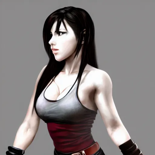 Image similar to head and body concept art of tifa lockhart, trending on artstation