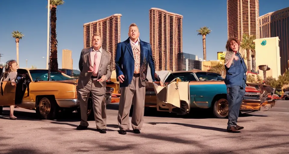 Prompt: first image heist comedy movie starring rodney dangerfield, sundance official selection. shot on the las vegas strip with alexa mini, stunning cinematography, golden hour, filmgrain.