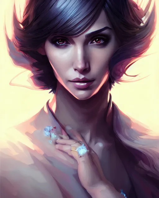 Prompt: portrait of a sorceress, elegant clothes, face like gal gadot, symmetrical eyes shinkai makoto studio ghibli studio key hideaki anno sakimichan stanley artgerm lau rossdraws james jean marc simonetti elegant highly detailed digital painting artstation pixiv