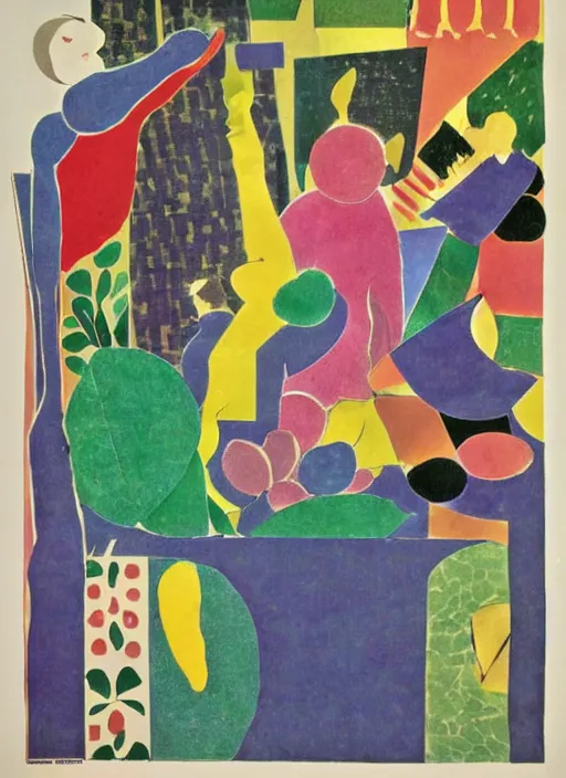 Image similar to paper collage art by henri matisse