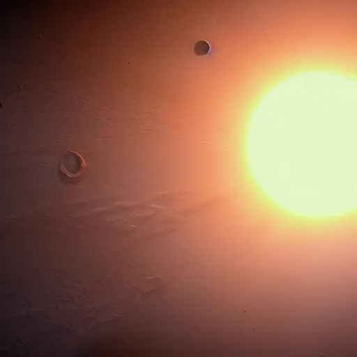 Prompt: epic picture of the sun on the horizon of the first human civilization on mars, high detail, 8 k