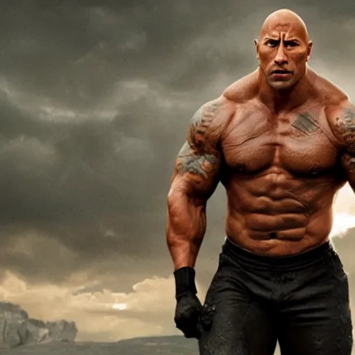 Image similar to dwayne the rock johnson as a cyclops