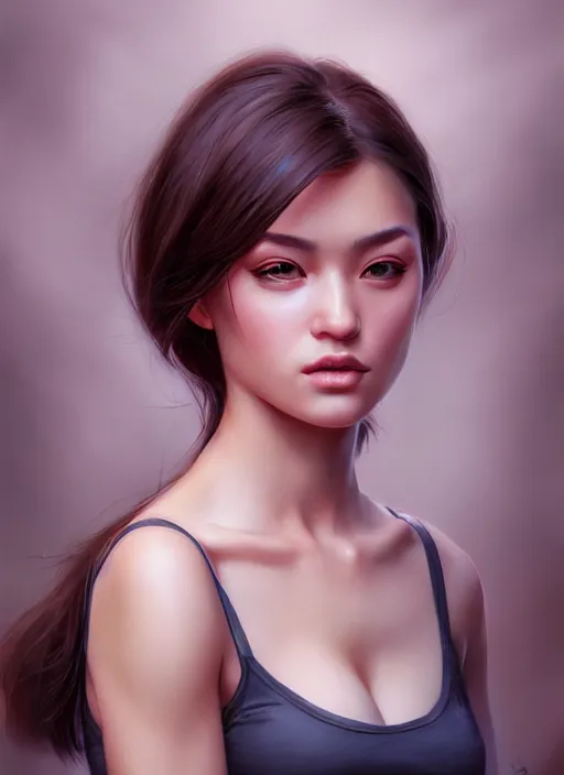 Image similar to photo of a gorgeous young woman in the style of stefan kostic, realistic, sharp focus, 8 k high definition, insanely detailed, intricate, elegant, art by stanley lau and artgerm