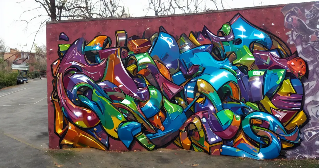 Image similar to 3 d style graffiti mural on a wall that says leftblack