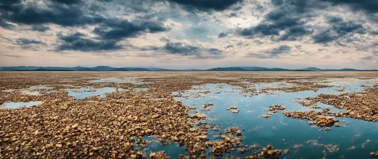 Image similar to Misano Adriatico, Escherichia Coli, landscape, photo, universe in the sky, cinematic lighting, 4k, wide angle, warm tones, Earth, wind, reflections