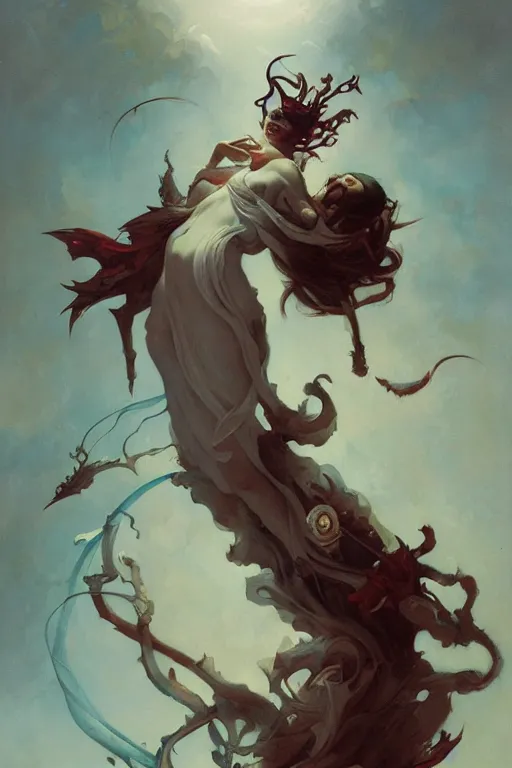 Prompt: Certain death by Peter Mohrbacher in the style of Gaston Bussière, Art Nouveau