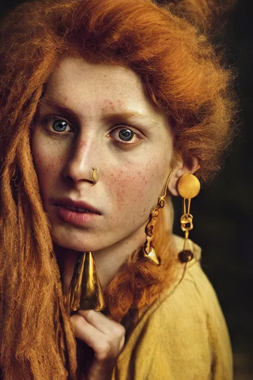 Image similar to Beautiful 19th Century Barbary Coast pirate female models with Ginger hair and Golden hooped earrings photography by Steve McCurry