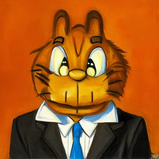 Image similar to A realistic H.R. Griger painting of Garfield