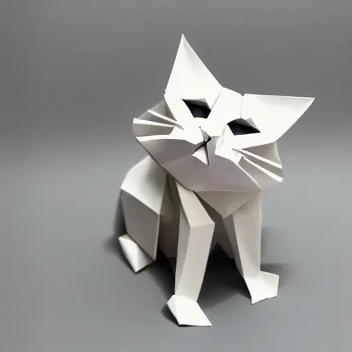 Image similar to cat origami, white background, 8 k, very detailed