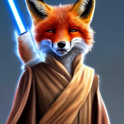 Prompt: A Fox as a Jedi, Artstation, Award Winning, Digital Art, Very Detailed, Oil Painting