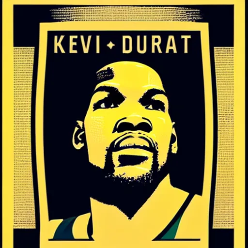 Prompt: Portrait of Kevin Durant by Shepard Fairey