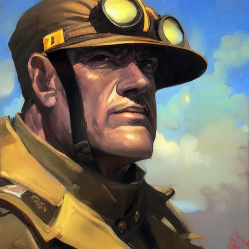 Prompt: greg manchess portrait painting of general morden from metal slug, medium shot, asymmetrical, profile picture, organic painting, sunny day, matte painting, bold shapes, hard edges, street art, trending on artstation, by huang guangjian and gil elvgren and sachin teng