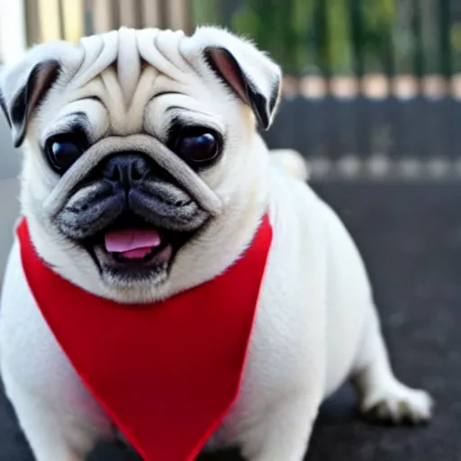 Prompt: a white pug as a superhero