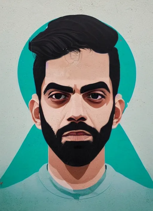 Image similar to symmetry!! portrait of rahul kohli, by sachin teng, organic, cables, matte painting, geometric shapes, hard edges! graffiti, street art