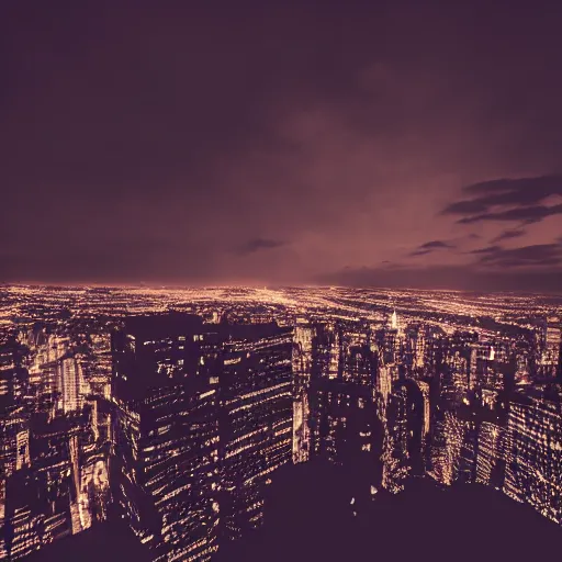 Image similar to Batman overlooking Gotham City at night, cinematic, professional photography