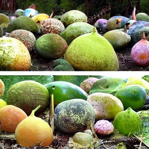 Image similar to the inhabitants of the planet pandora are harvesting. strange but delicious fruits. fantasy trees rounded in zigzags. clear details.