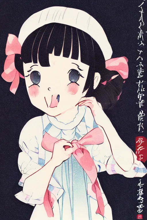 Image similar to portrait of a cute mamoru chiba style illustration of a young girl mamoru chiba style