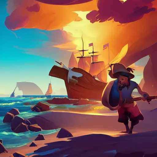 Image similar to painting treasure on sea of thieves game smooth median photoshop filter cutout vector, behance hd by jesper ejsing, by rhads, makoto shinkai and lois van baarle, ilya kuvshinov, rossdraws global illumination