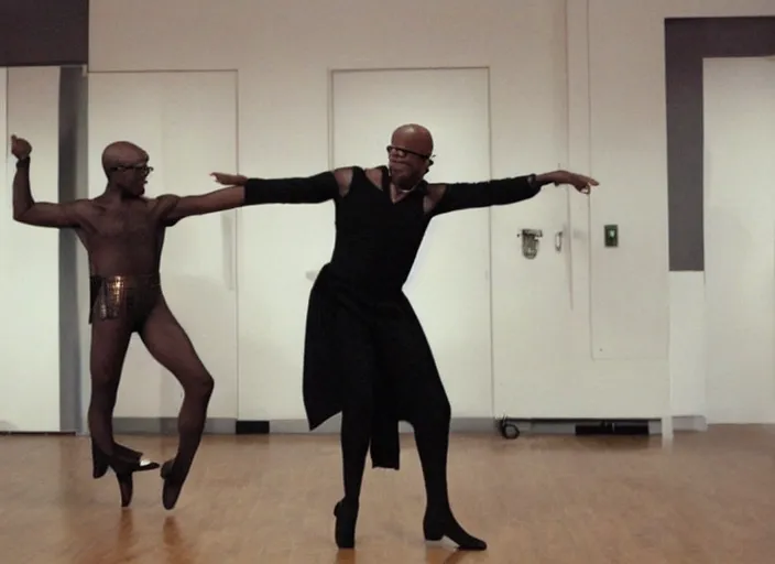 Image similar to Samuel L. Jackson as a ballerina, dancing gracefully