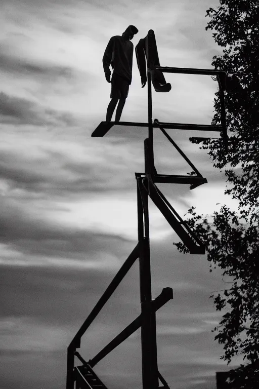 Prompt: gavin casalegno standing on the diving board, 3 5 mm, highly detailed, cinematic lighting