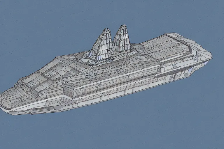 Image similar to axonometric schematics of a futuristic warship, highly detailed, intricate