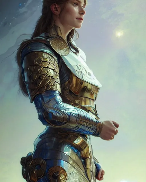 Image similar to portrait of viking, spacesuit, blue eyes, real life skin, intricate, elegant, highly detailed, artstation, concept art, smooth, sharp focus, art by artgerm and greg rutkowski and alphonse mucha