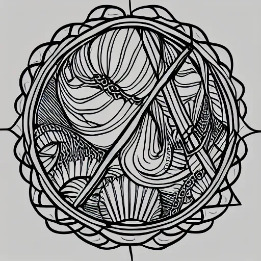 Image similar to tattoo sketch of a ocean, on a canva, blackwork, ornamental, line art, vector,