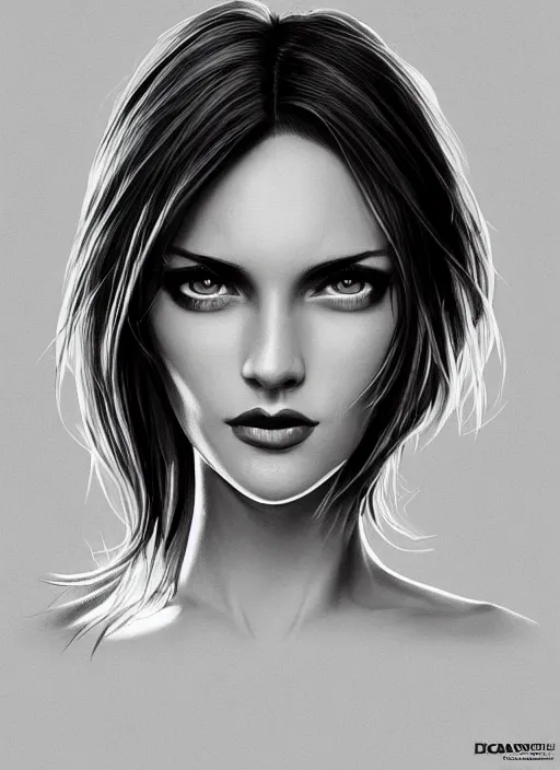 Prompt: up close portrait of a beautiful woman in black and white, art by diego fazio and diegoKoi, concept art, sharp focus, artgerm, 8k highly detailed