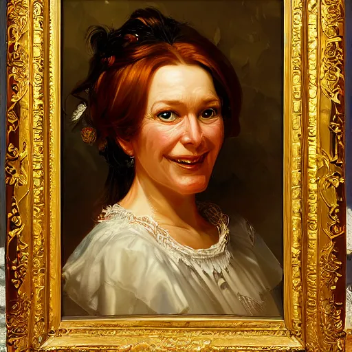 Prompt: portrait of a dutch woman from the netherlands, an oil painting by ross tran and thomas kincade