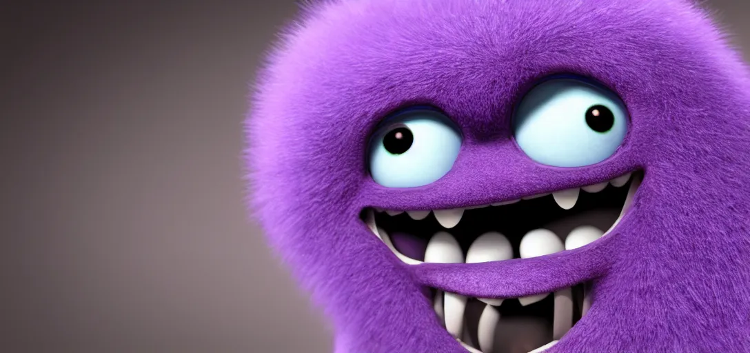 Prompt: a purple monster which is adorable, pixar, 4k, 100mm, full monster in frame