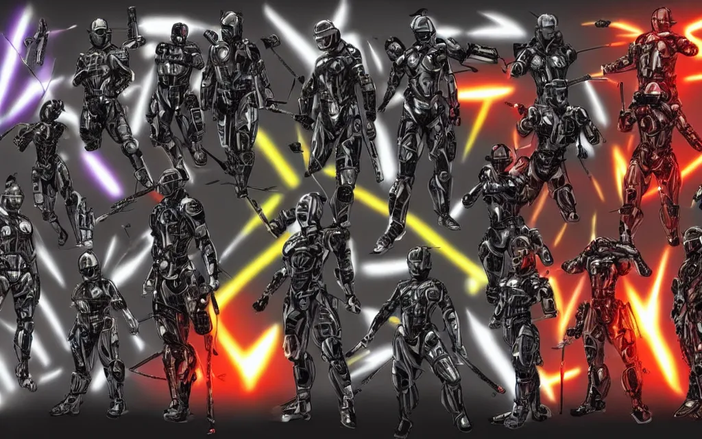 Image similar to war, diverse katana cybersuits, from behind, wide wide angle, vivid, elaborate, highly detailed, beautiful lighting