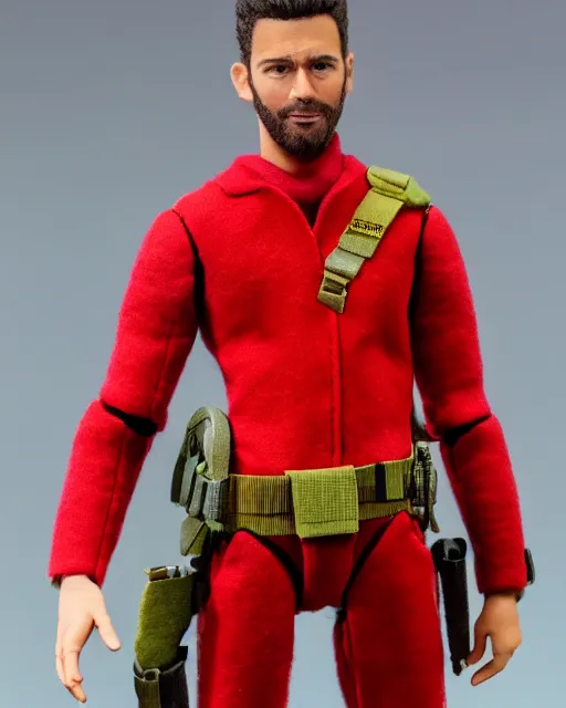 Image similar to twitch streamer adin ross as a action figure. highly detailed felt. hyper real photo. 4 k.