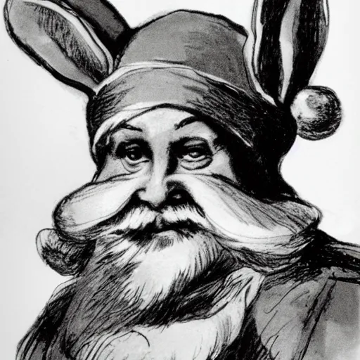 Image similar to a rabbit dressed as santa claus, in the style of anders zorn