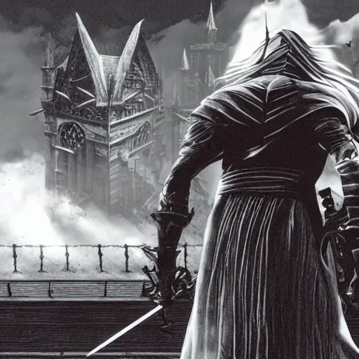 Image similar to confused Alucard wandering in Anor Londo