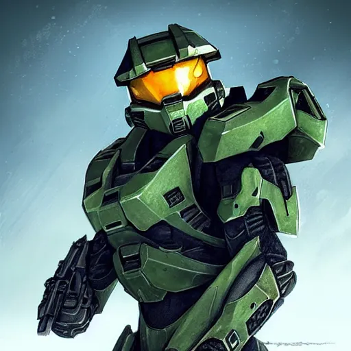 Image similar to Master Chief, Halo 4, Trending artstation, cinematográfica, digital Art