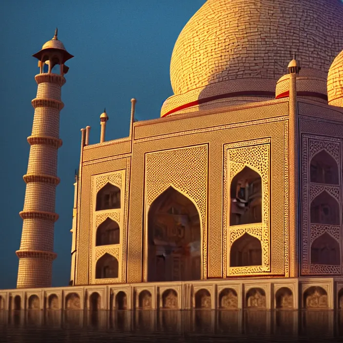 Prompt: taj mahal, naturel, glossy reflections, hyper detailed, digital art, trending in artstation, cinematic lighting, studio quality, smooth render, unreal engine 5 rendered, octane rendered, art style by klimt and nixeu and ian sprigger and wlop and krenz cushart.