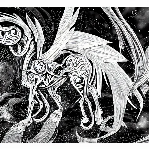 Image similar to detailed black and white illustration of my little pony in the style of h r giger and moebius and wayne barlowe