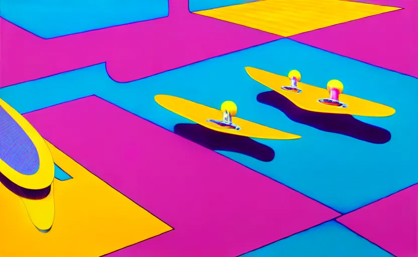 Image similar to flying skate boards by shusei nagaoka, kaws, david rudnick, airbrush on canvas, pastell colours, cell shaded!!!, 8 k