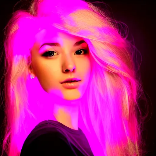 Prompt: cute woman with glowing hair