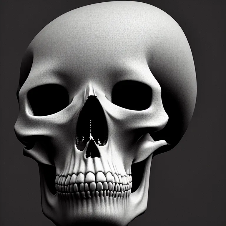 Image similar to black and white light 3D geometry, skull, matte bright highly detailed, poetic, 3D render, digital art, octane render, 8K artistic photography, photo-realistic, by Dora Maar