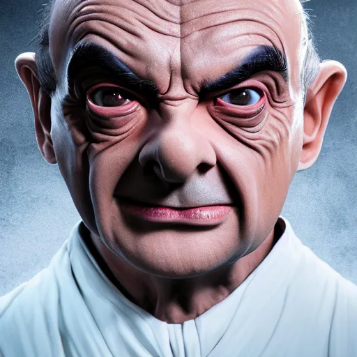 Prompt: mr. bean is darth sidious in star wars, 4 k, studio portrait, photography, cinematic lighting, highly detailed