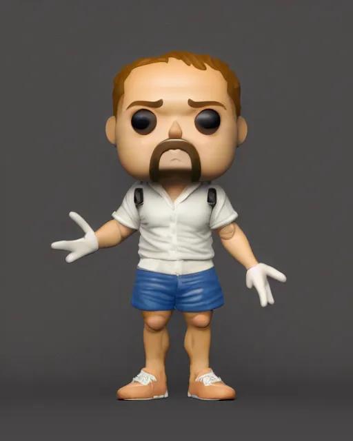 Image similar to full body 3d render of a german as a funko pop, studio lighting, white background, blender, trending on artstation, 8k, highly detailed