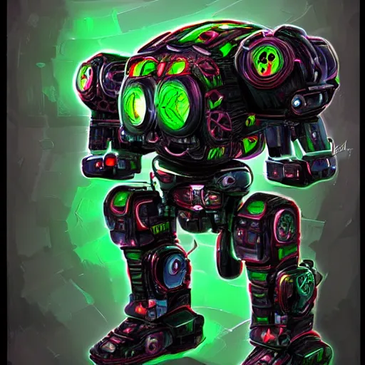 Prompt: Very highly detailed Cybertronic Watermelon warmachine. Concept digital art, epic dimensional light