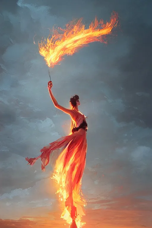 Image similar to fire dancer in the wind by artgem and greg rutkowski, light cone, reimagined by industrial light and magic