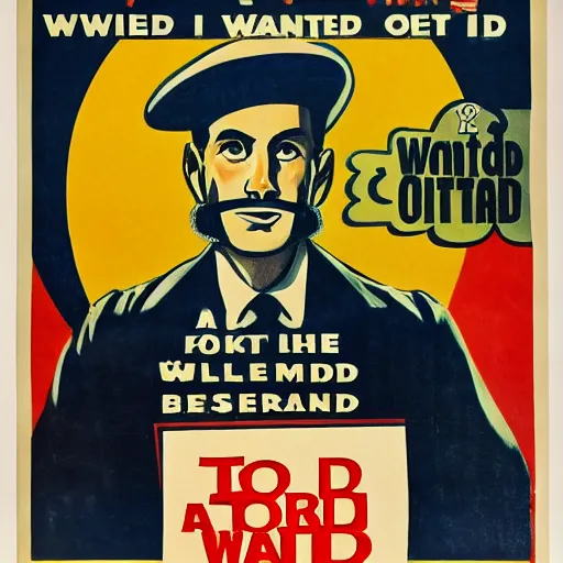 Prompt: a 1 9 4 0 s propaganda poster of a wizard with the word wanted written on top