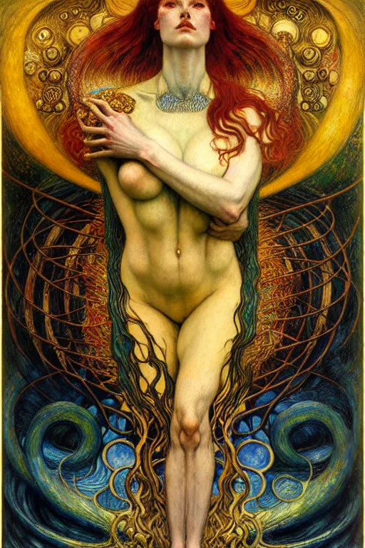 Image similar to Divine Chaos Engine by Karol Bak, Jean Delville, William Blake, Gustav Klimt, and Vincent Van Gogh, symbolist, visionary