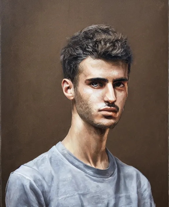 Prompt: heroic portrait of a young levantine man. art by denys tsiperko and bogdan rezunenko, hyperrealism