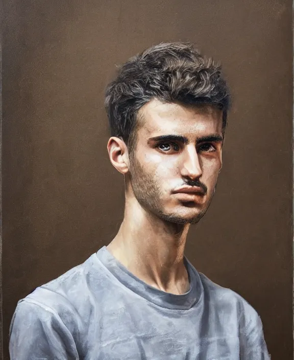 Image similar to heroic portrait of a young levantine man. art by denys tsiperko and bogdan rezunenko, hyperrealism